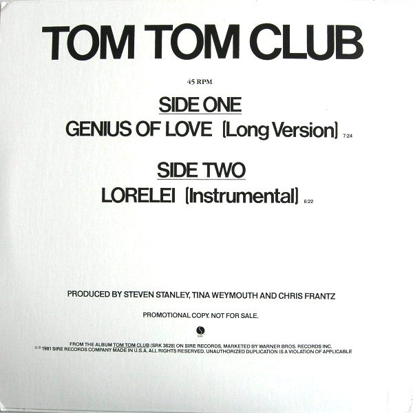 Genius Of Love (Long Version) / Lorelei (Instrumental) cover